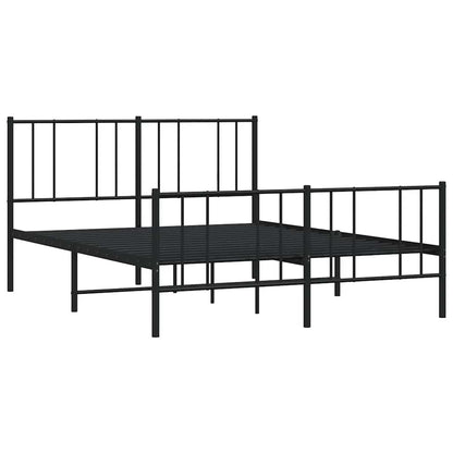 Metal Bed Frame without Mattress with Footboard Black 140x190cm