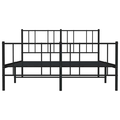 Metal Bed Frame without Mattress with Footboard Black 140x190cm