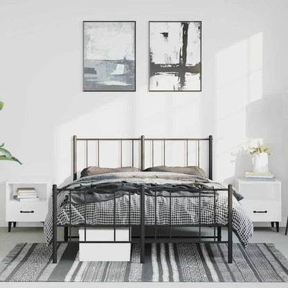 Metal Bed Frame without Mattress with Footboard Black 150x200cm