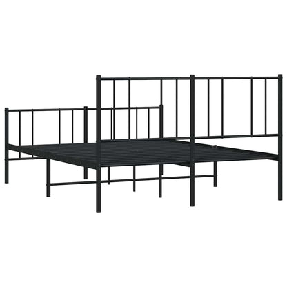 Metal Bed Frame without Mattress with Footboard Black 150x200cm