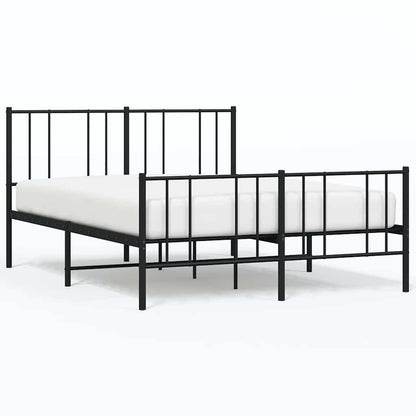 Metal Bed Frame without Mattress with Footboard Black 160x200cm