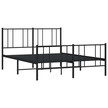 Metal Bed Frame without Mattress with Footboard Black 160x200cm