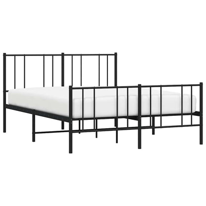 Metal Bed Frame without Mattress with Footboard Black 160x200cm