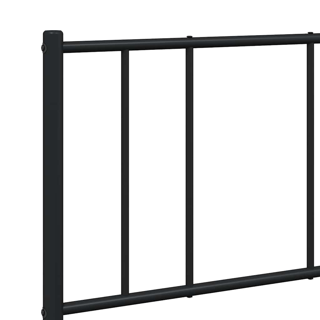 Metal Bed Frame without Mattress with Footboard Black 160x200cm