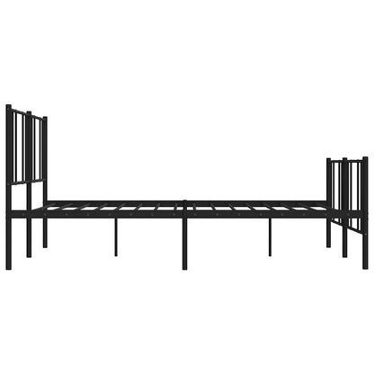 Metal Bed Frame without Mattress with Footboard Black 180x200cm