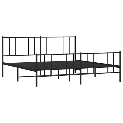 Metal Bed Frame without Mattress with Footboard Black 193x203cm