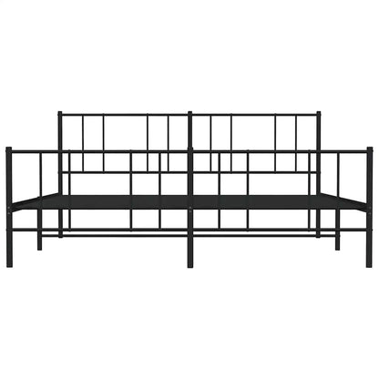 Metal Bed Frame without Mattress with Footboard Black 193x203cm