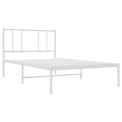 Metal Bed Frame without Mattress with Headboard White 100x200cm