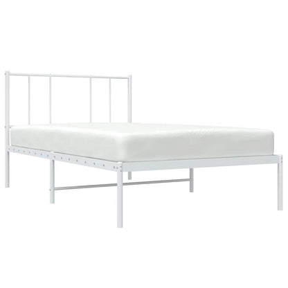 Metal Bed Frame without Mattress with Headboard White 100x200cm