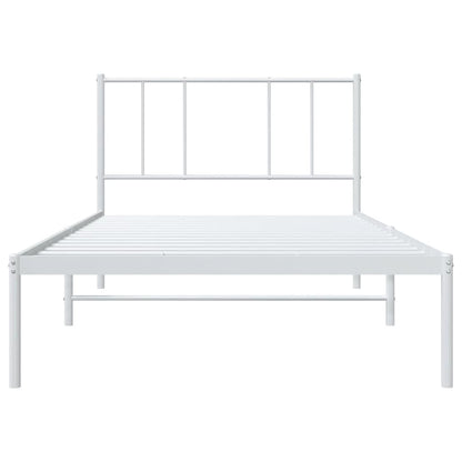 Metal Bed Frame without Mattress with Headboard White 100x200cm