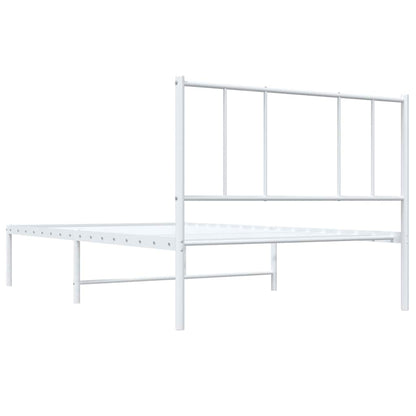 Metal Bed Frame without Mattress with Headboard White 100x200cm