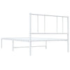 Metal Bed Frame without Mattress with Headboard White 100x200cm