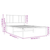 Metal Bed Frame without Mattress with Headboard White 100x200cm
