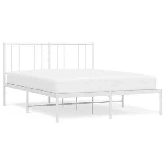 Metal Bed Frame without Mattress with Headboard White 140x200cm
