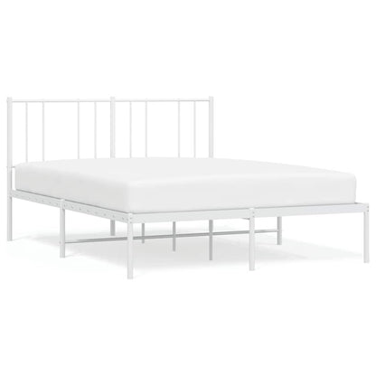 Metal Bed Frame without Mattress with Headboard White 150x200cm
