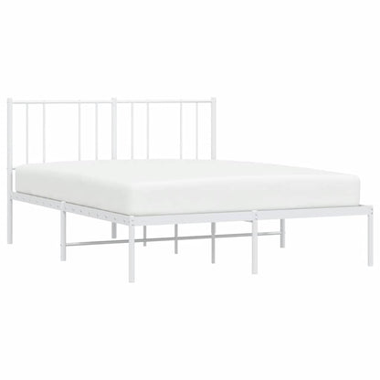 Metal Bed Frame without Mattress with Headboard White 150x200cm