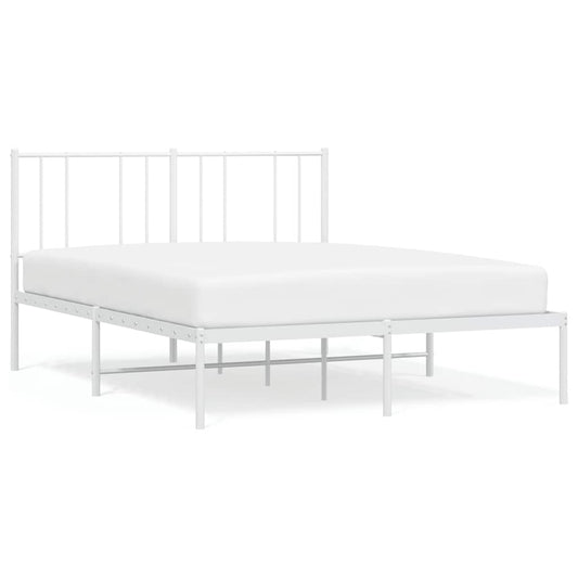 Metal Bed Frame without Mattress with Headboard White 160x200cm
