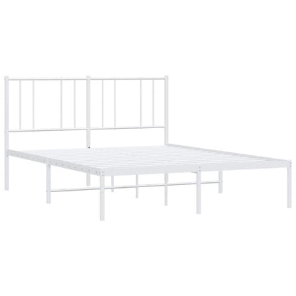 Metal Bed Frame without Mattress with Headboard White 160x200cm