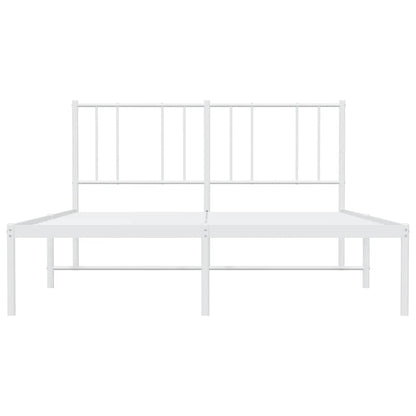 Metal Bed Frame without Mattress with Headboard White 160x200cm