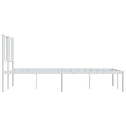 Metal Bed Frame without Mattress with Headboard White 160x200cm