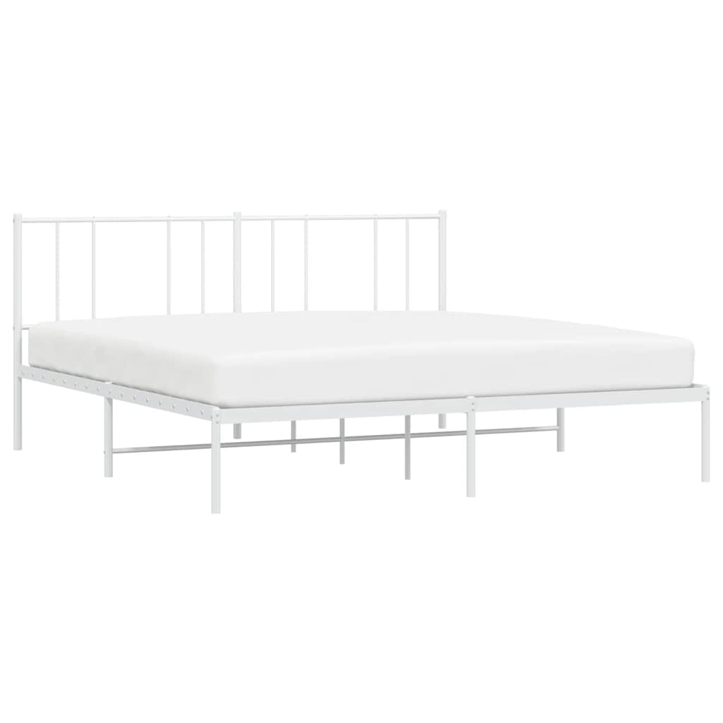Metal Bed Frame without Mattress with Headboard White 183x213cm