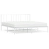 Metal Bed Frame without Mattress with Headboard White 193x203cm