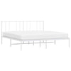 Metal Bed Frame without Mattress with Headboard White 193x203cm
