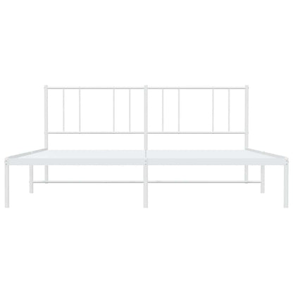Metal Bed Frame without Mattress with Headboard White 193x203cm