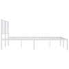 Metal Bed Frame without Mattress with Headboard White 193x203cm