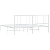 Metal Bed Frame without Mattress with Headboard White 193x203cm
