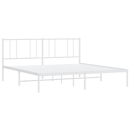 Metal Bed Frame without Mattress with Headboard White 200x200cm