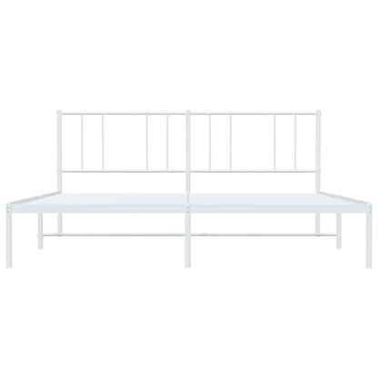 Metal Bed Frame without Mattress with Headboard White 200x200cm