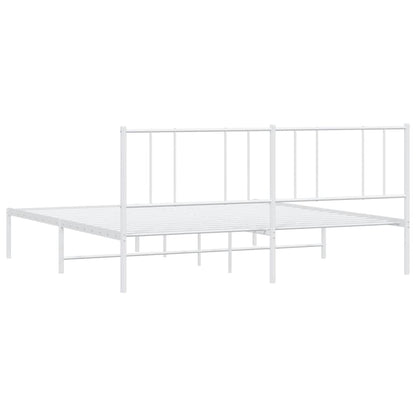 Metal Bed Frame without Mattress with Headboard White 200x200cm