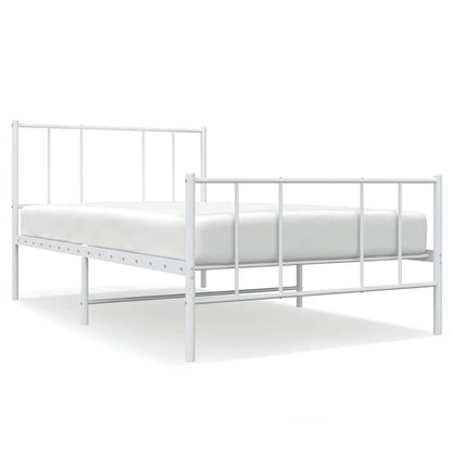 Metal Bed Frame without Mattress with Footboard White 80x200cm