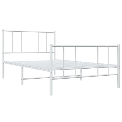 Metal Bed Frame without Mattress with Footboard White 80x200cm