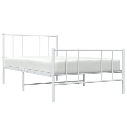 Metal Bed Frame without Mattress with Footboard White 80x200cm
