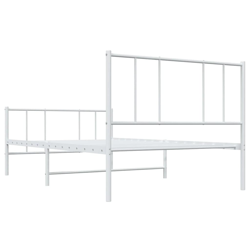 Metal Bed Frame without Mattress with Footboard White 80x200cm