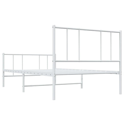 Metal Bed Frame without Mattress with Footboard White 80x200cm