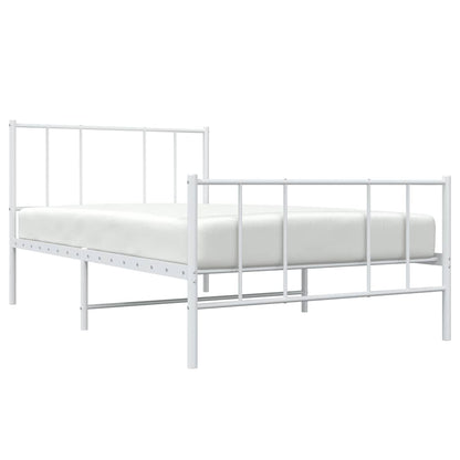 Metal Bed Frame without Mattress with Footboard White 90x190cm