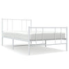 Metal Bed Frame without Mattress with Footboard White 100x190cm