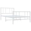Metal Bed Frame without Mattress with Footboard White 100x190cm