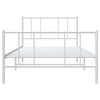 Metal Bed Frame without Mattress with Footboard White 100x190cm
