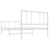 Metal Bed Frame without Mattress with Footboard White 100x190cm