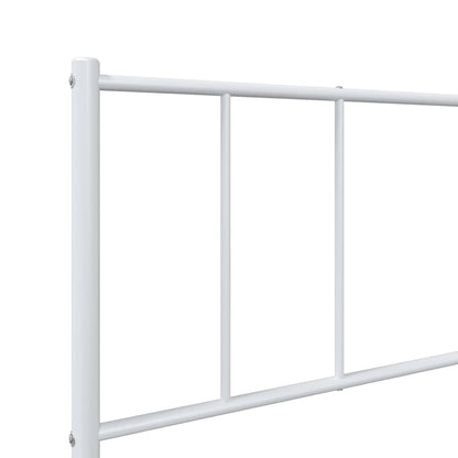 Metal Bed Frame without Mattress with Footboard White 100x190cm