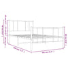 Metal Bed Frame without Mattress with Footboard White 100x190cm