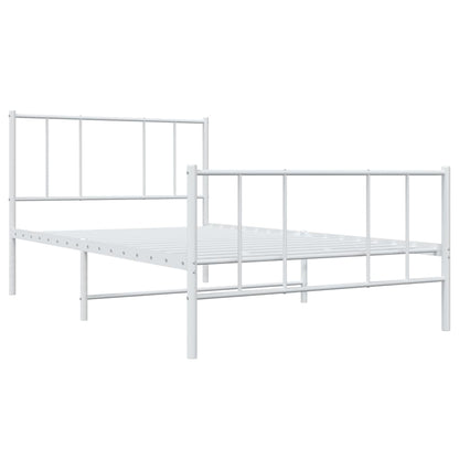 Metal Bed Frame without Mattress with Footboard White 100x200cm