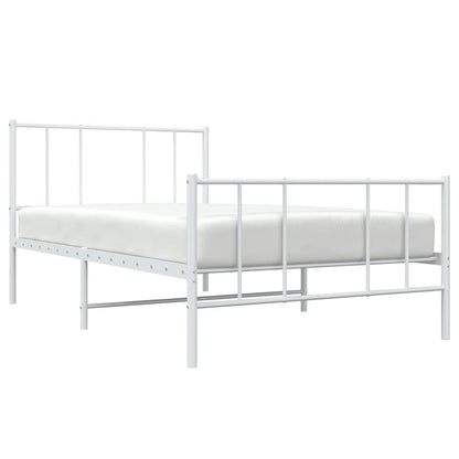 Metal Bed Frame without Mattress with Footboard White 100x200cm