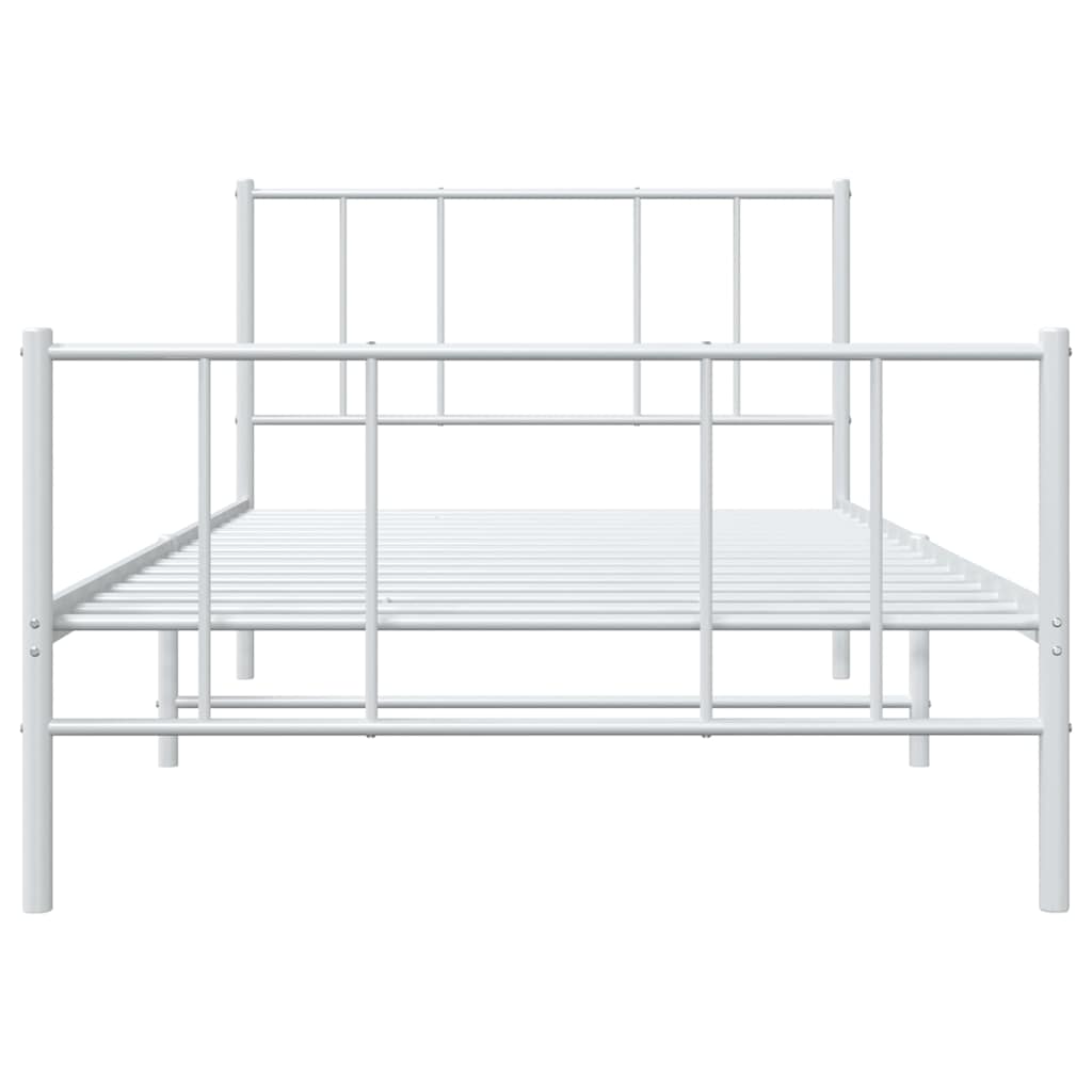 Metal Bed Frame without Mattress with Footboard White 100x200cm