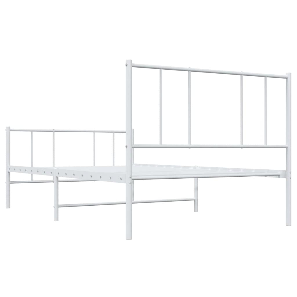 Metal Bed Frame without Mattress with Footboard White 100x200cm