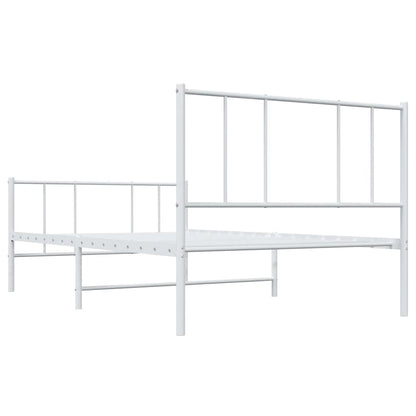 Metal Bed Frame without Mattress with Footboard White 100x200cm